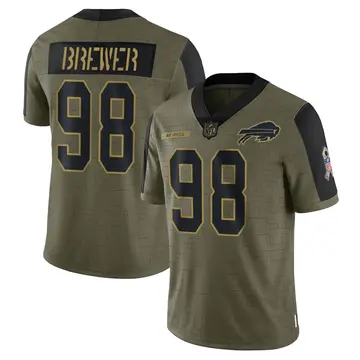 Nike C.J. Brewer Men's Limited Buffalo Bills Olive 2021 Salute To Service Jersey