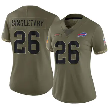 Nike Devin Singletary Women's Limited Buffalo Bills Olive 2022 Salute To Service Jersey
