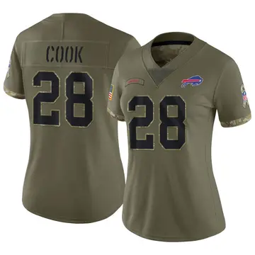 Nike James Cook Women's Limited Buffalo Bills Olive 2022 Salute To Service Jersey
