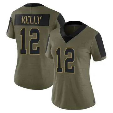 Nike Jim Kelly Women's Limited Buffalo Bills Olive 2021 Salute To Service Jersey