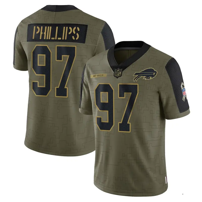 Nike Jordan Phillips Men's Limited Buffalo Bills Olive 2021 Salute To Service Jersey