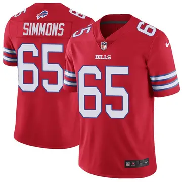 Nike Jordan Simmons Men's Limited Buffalo Bills Red Color Rush Vapor Untouchable Jersey