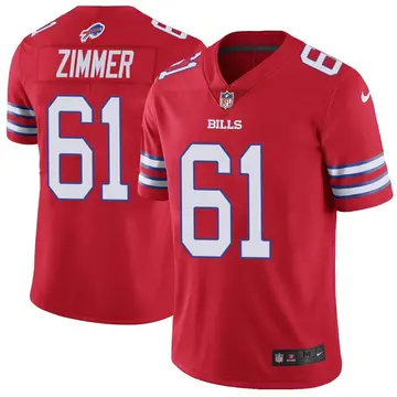 Nike Justin Zimmer Men's Limited Buffalo Bills Red Color Rush Vapor Untouchable Jersey